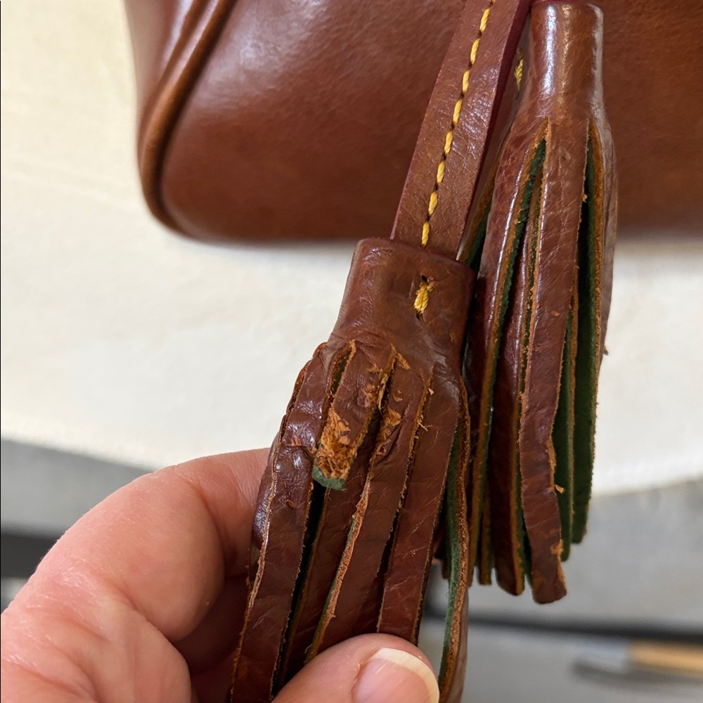 Dooney and Bourke Brown Leather Satchel Handbag with Gold Hardware - Picture 4 of 16